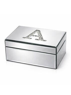 American Atelier Mirrored Jewelry Box Monogram A Pearl
